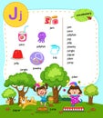 Alphabet Letter J education vocabulary illustration Royalty Free Stock Photo