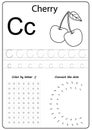 Writing letter C. Worksheet. Writing A-Z, alphabet, exercises game for kids. Royalty Free Stock Photo