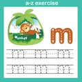 Alphabet Letter M-monkey exercise,paper cut concept