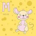 Alphabet letter M mouse children vector