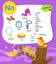Alphabet Letter N education vocabulary illustration Royalty Free Stock Photo