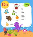 Alphabet Letter O education vocabulary illustration Royalty Free Stock Photo