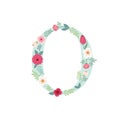 Alphabet letter O with flowers