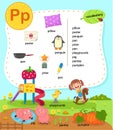 Alphabet Letter P education vocabulary illustration Royalty Free Stock Photo