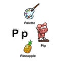 Alphabet Letter P-palette,pig,pineapple