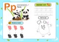 Alphabet Letter P-Panda exercise with cartoon vocabulary