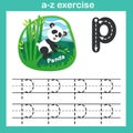 Alphabet Letter P-panda exercise,paper cut concept