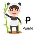 Alphabet Letter P-panda,vector