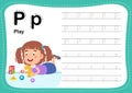 Alphabet Letter P - Play exercise with cut girl vocabulary Royalty Free Stock Photo