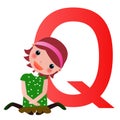 Alphabet letter Q(girl)