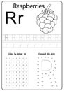 Writing letter R. Worksheet. Writing A-Z, alphabet, exercises game for kids. Royalty Free Stock Photo