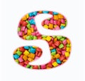 Alphabet letter S - Mini colored gum Royalty Free Stock Photo