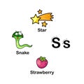 Alphabet Letter S-snake,star,strawberry