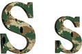 alphabet letter s uppercase and lowercase, abstract military camouflage texture font