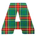 A ALPHABET LETTER - Scottish style fabric texture Symbol Character on White Background