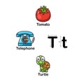 Alphabet Letter T-tomato,telephone,turtle Royalty Free Stock Photo