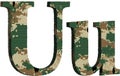 alphabet letter u uppercase and lowercase, abstract military camouflage texture font