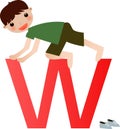 Alphabet letter W(boy)