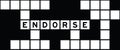 Alphabet in word endorse on crossword puzzle background