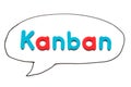 Alphabet letter with word kanban in black line hand drawing as bubble speech on white board Royalty Free Stock Photo