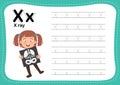 Alphabet Letter X - X-ray exercise with cut girl vocabulary