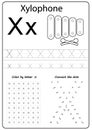 Writing letter X. Worksheet. Writing A-Z, alphabet, exercises game for kids. Royalty Free Stock Photo