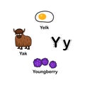 Alphabet Letter Y-yak,yelk,youngberry