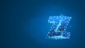 Alphabet letter Z. Design of a lowercase english letter. Banner, template or a pattern. Abstract digital wireframe, low poly mesh Royalty Free Stock Photo