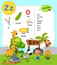 Alphabet Letter Z education vocabulary illustration Royalty Free Stock Photo