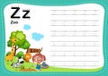 Alphabet Letter Z - Zoo exercise with cut girl vocabulary Royalty Free Stock Photo