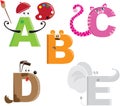 Alphabet letters as different animals