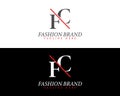 Alphabet letters FC, CF minimalist fashion brands and luxury classic serif fonts logo Design