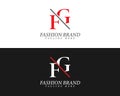Alphabet letters FG, GF minimalist fashion brands and luxury classic serif fonts logo.