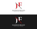 Alphabet letters FJ, JF minimalist fashion brands and luxury classic serif fonts logo.