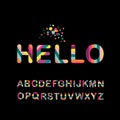 Alphabet letters font. Striped color bold style