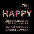 Alphabet letters font. Striped color bold style