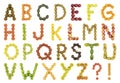 Alphabet of letters formed with fruits of varied colors. High definition for use in various projects