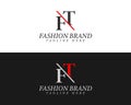 Alphabet letters FT, TF minimalist fashion brands and luxury classic serif fonts logo.