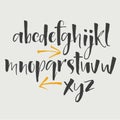 Alphabet letters: lowercase, uppercase, numbers. Vector alphabet. Hand drawn letters. Letters of the alphabet written with a soft Royalty Free Stock Photo