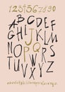 Alphabet letters lowercase, uppercase and numbers. Royalty Free Stock Photo