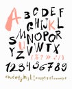 Alphabet letters lowercase, uppercase and numbers. Royalty Free Stock Photo