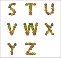 Alphabet letters made from vegetables