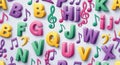 Alphabet letters and musical notes colorful artistic display educational fun learning creative composition Royalty Free Stock Photo
