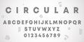 Alphabet letters and numbers of circular design. Round lines font template.