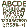 Alphabet, letters, numbers and signs from Christmas red and green sweets. Isolated vector objects. Royalty Free Stock Photo