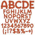 Alphabet, letters, numbers and signs from wooden boards. Royalty Free Stock Photo