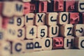 Alphabet letters, numbers on wood cubes letter stamp