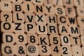 Alphabet letters, numbers on wood cubes letter stamp