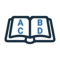 Alphabet, letters, open book icon. Editable vector graphics