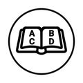 Alphabet, letters, open book icon. outline icon. Line art design